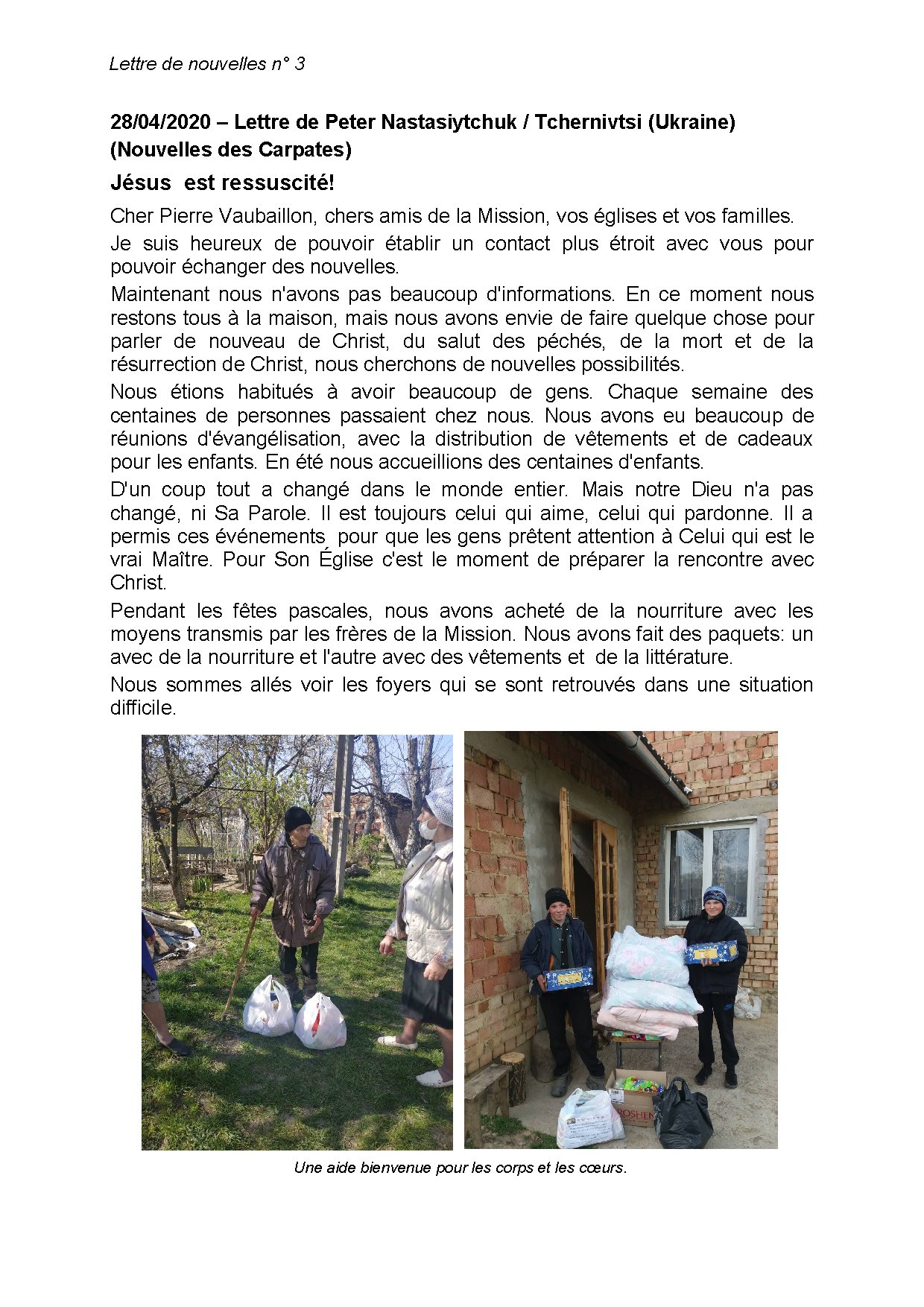 Couverture de N° 3 Lettre de Nouvelles des Carpates de Peter Nastasiytchuk 28 04 2020