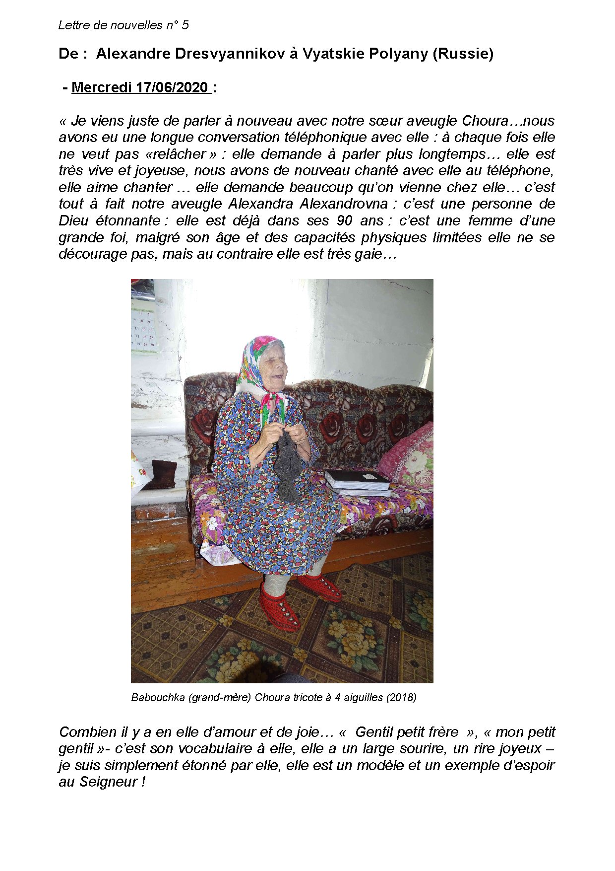 Couverture de N° 5 Lettre de Nouvelles de Vyatskie Polyani Russie A. Dresvyannikov 22 06 2020